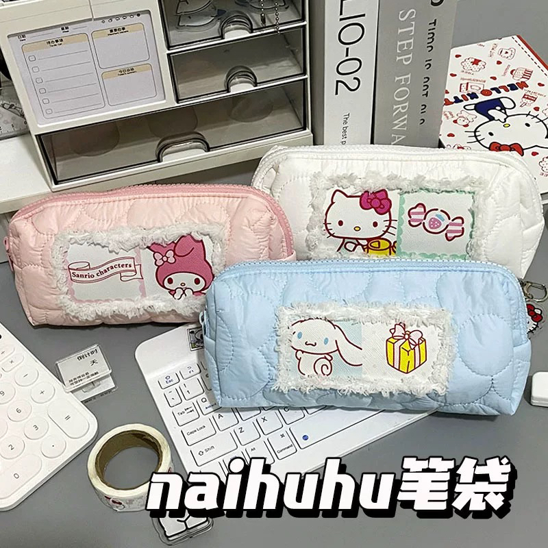 新款HelloKitty美乐蒂毛绒刺绣笔袋高颜值ins大容量多功能文具盒