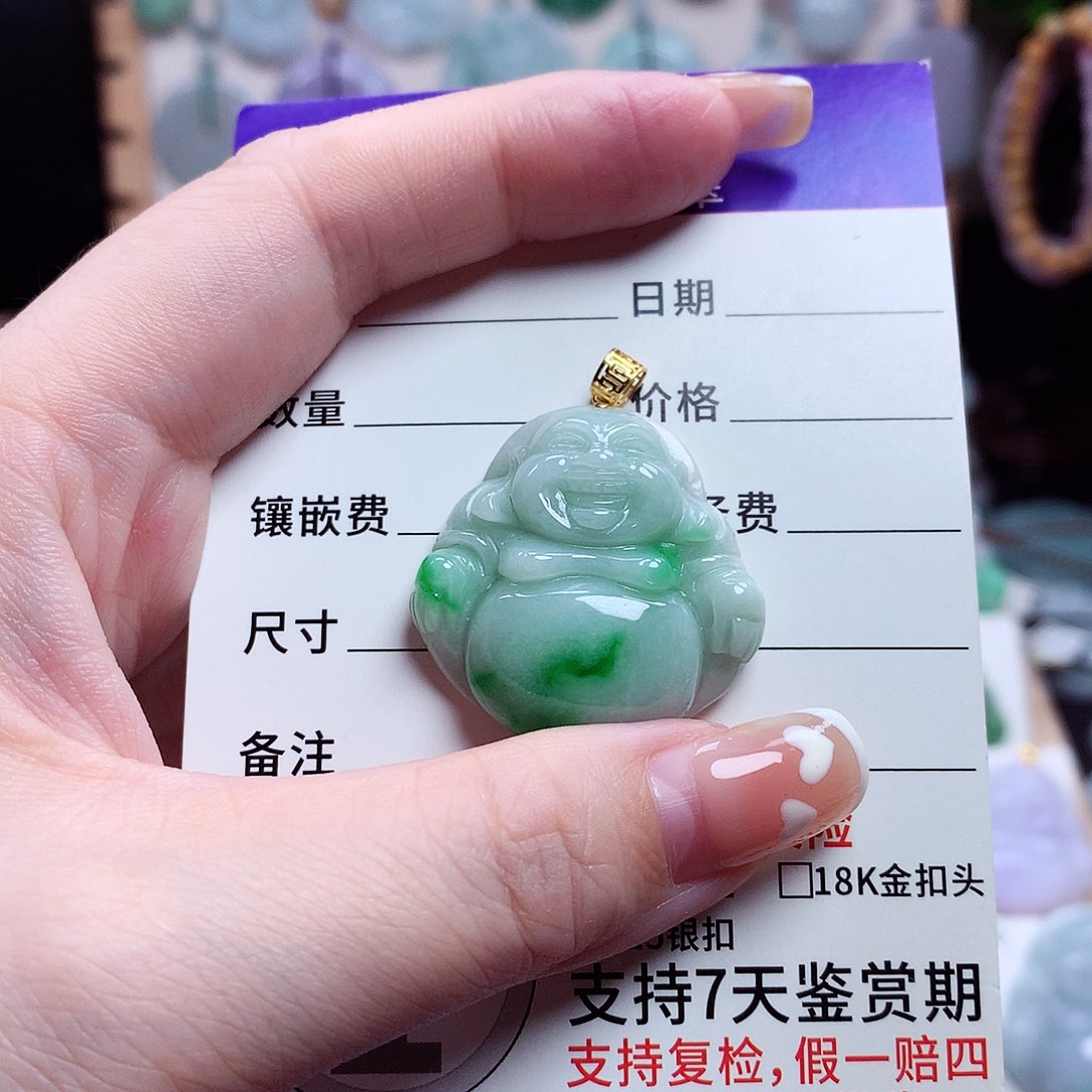 翡翠18K金镶嵌颈饰佛公11