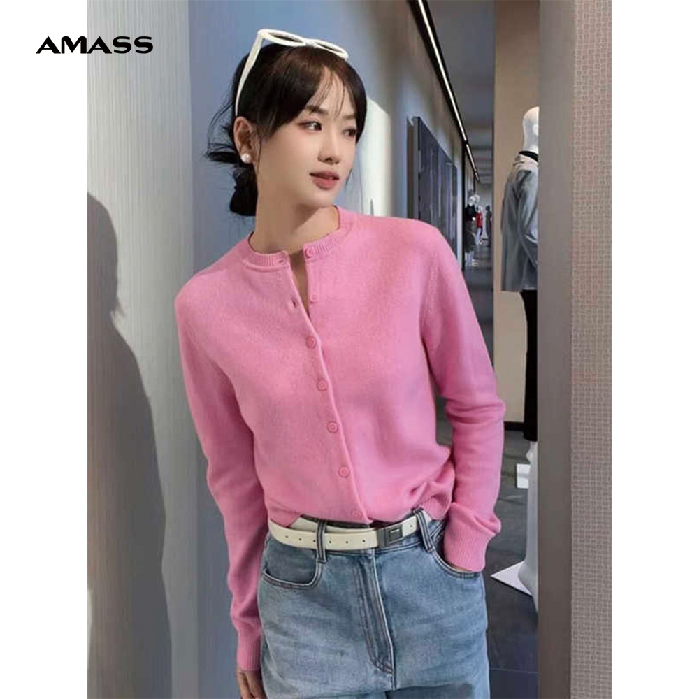 AMASS/阿玛施秋冬新款高档修身显瘦羊毛针织开衫气质内搭5499274