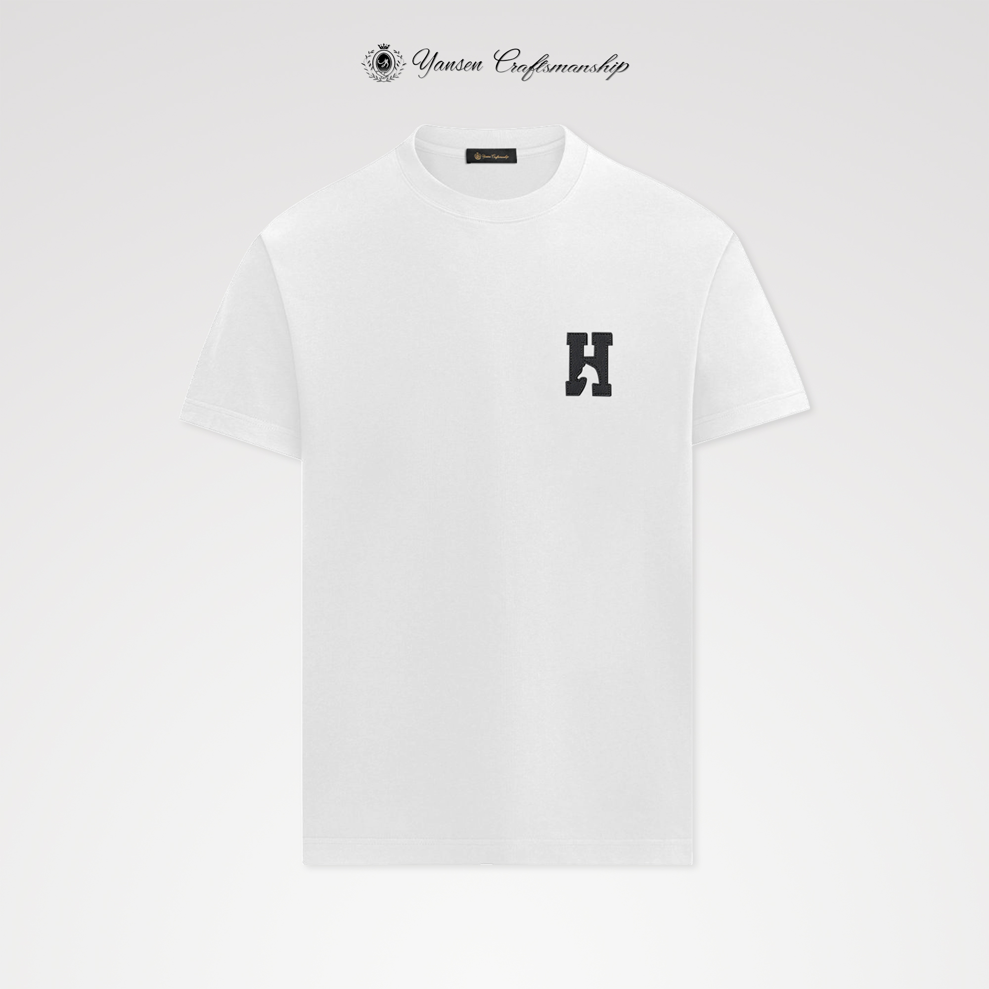 “顶奢”100支双丝光兰精莫代尔定制面料精工贴布绣圆领短袖Ｔ恤KS28