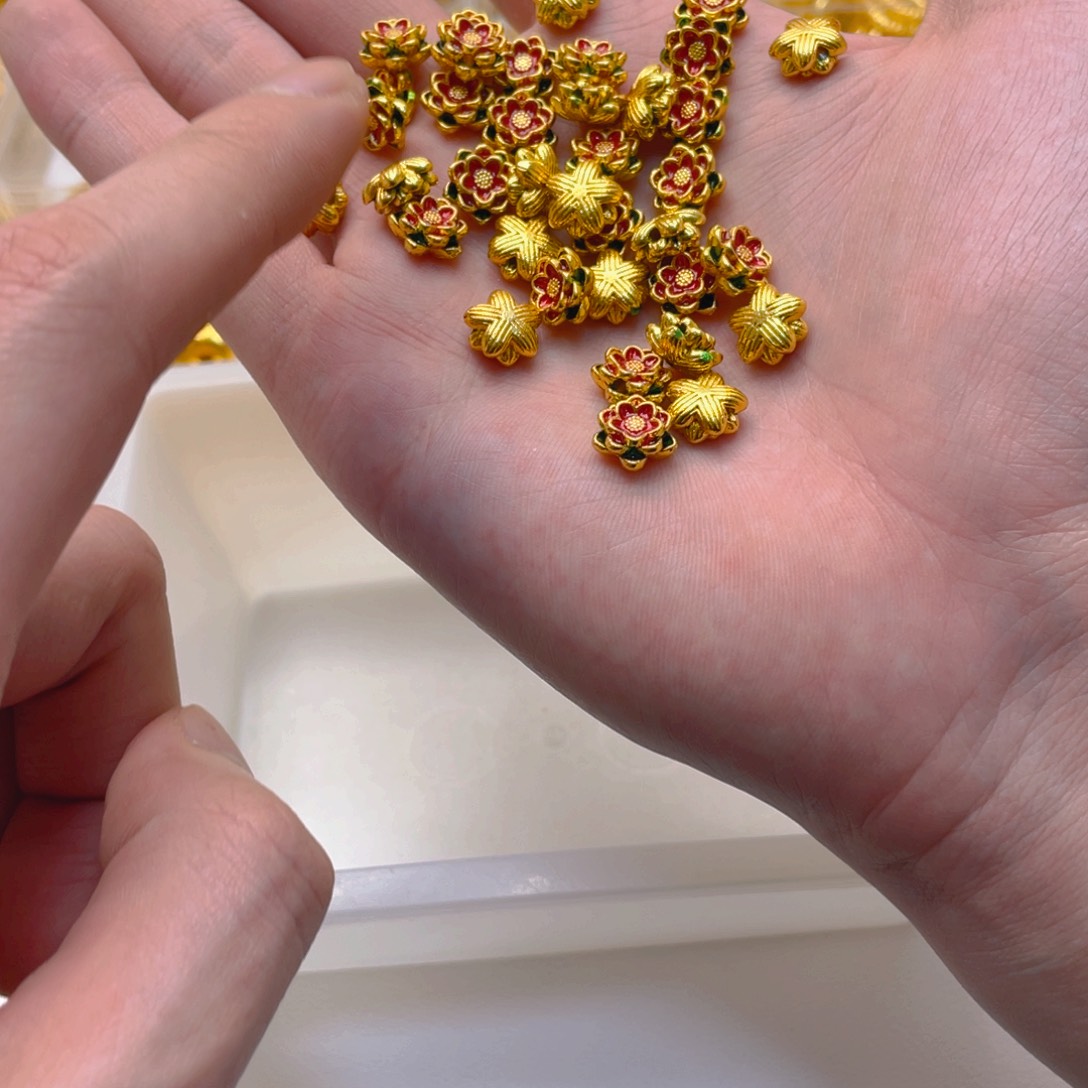 锆石铜合金珐琅彩莲花2颗