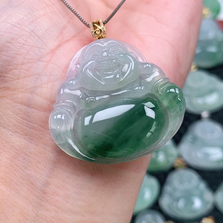 翡翠吊坠(不含链)18K金镶嵌