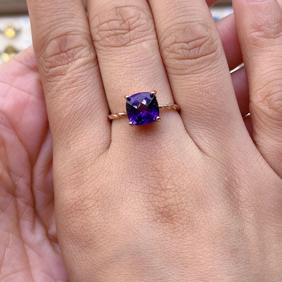 紫晶纯天然无优化紫水晶x银S925镶嵌微****甜