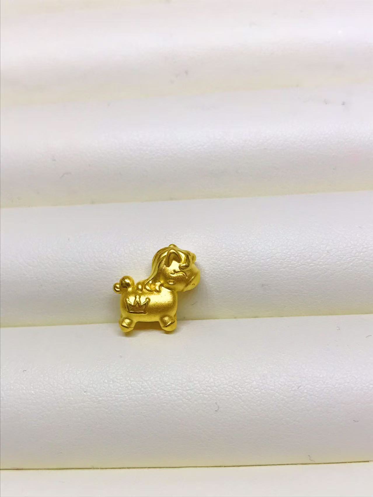 足金999皇冠小马百搭DIY编绳串珠