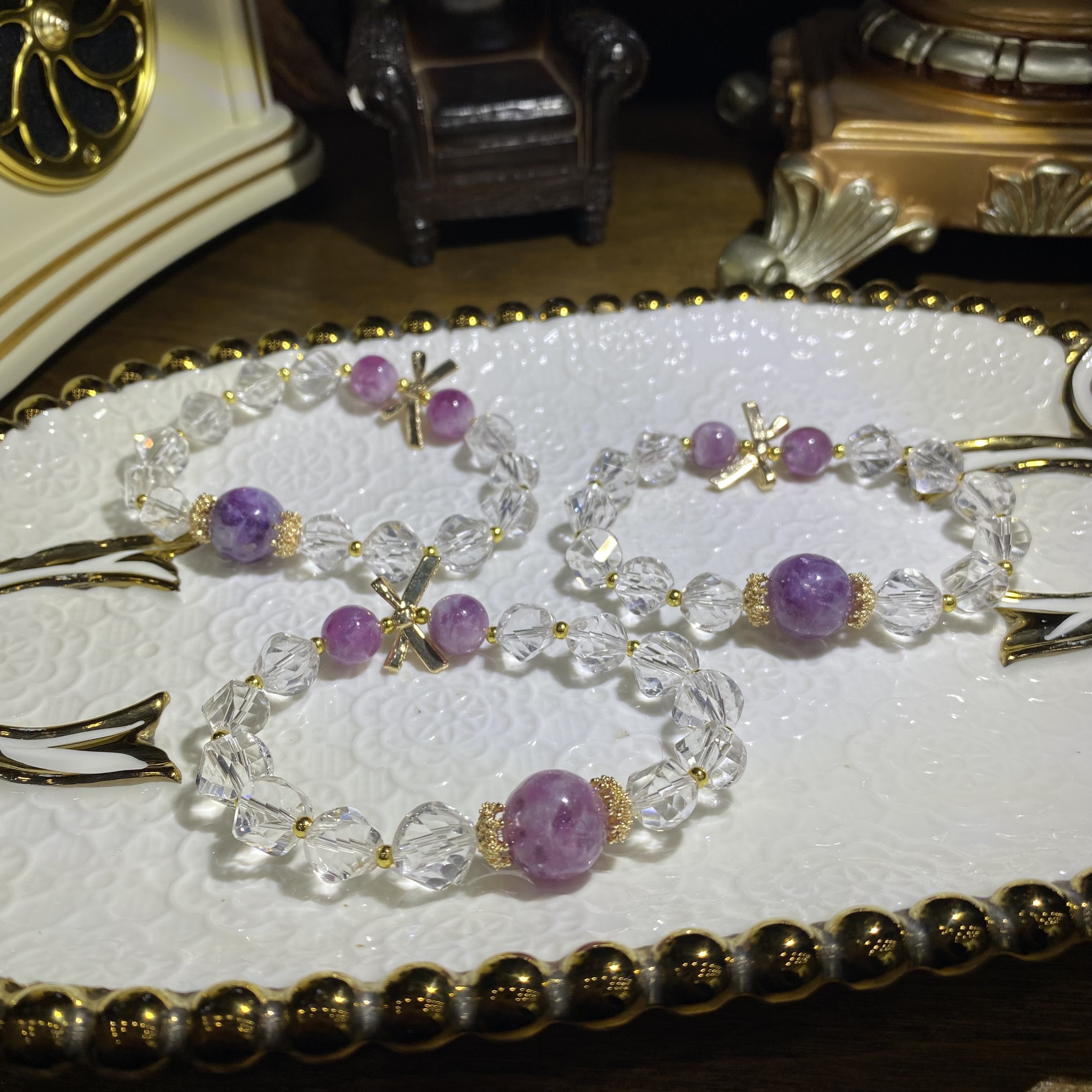 C669-天然白水晶刻面手链设计款-多样性发其一