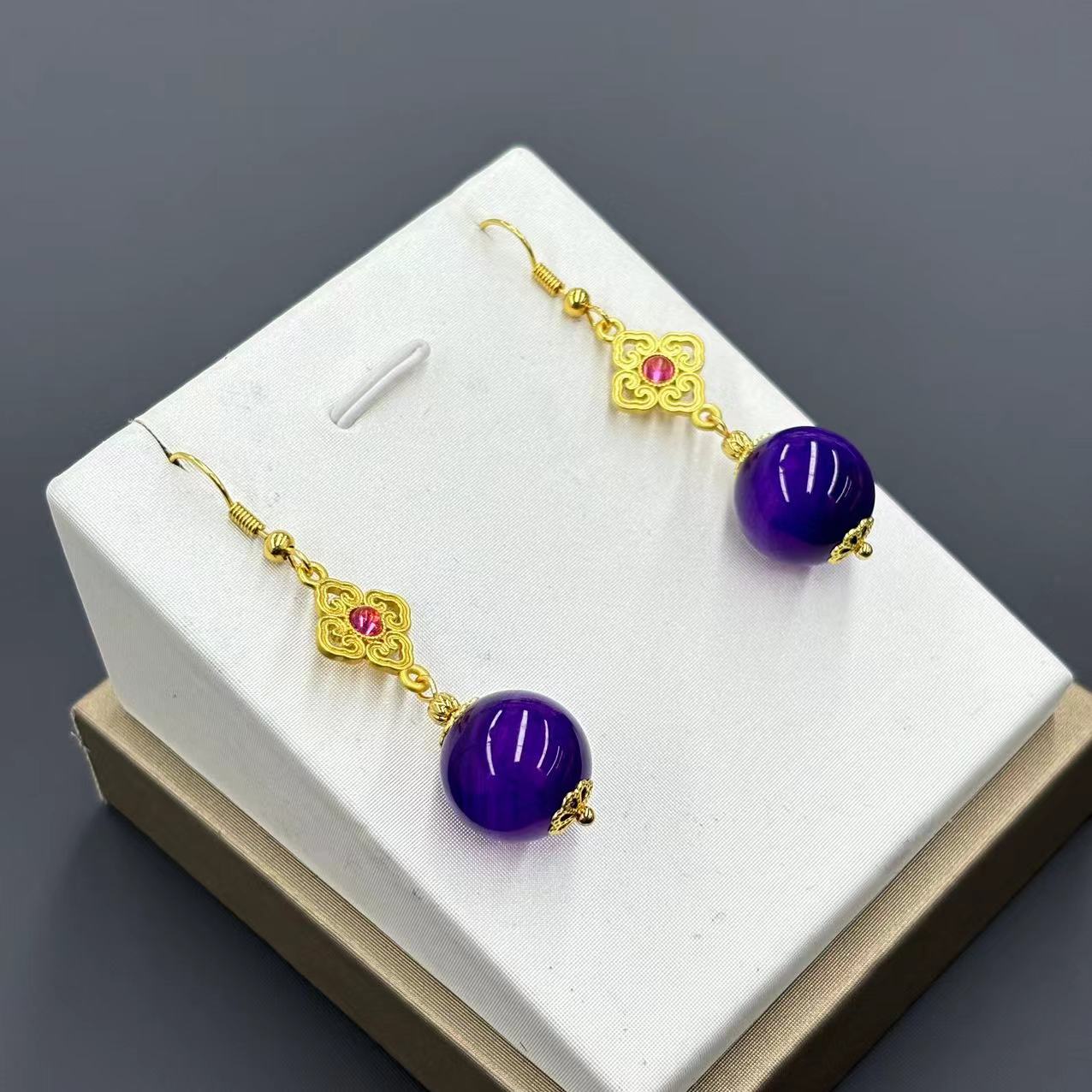 y2479-国风设计款紫圆珠耳坠-mn-赠礼盒