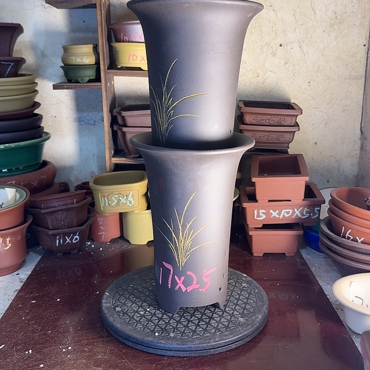 紫砂花盆，手工制作