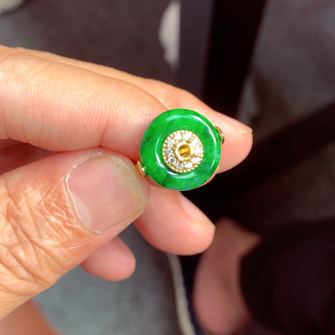 翡翠戒指银S925镶嵌翡翠