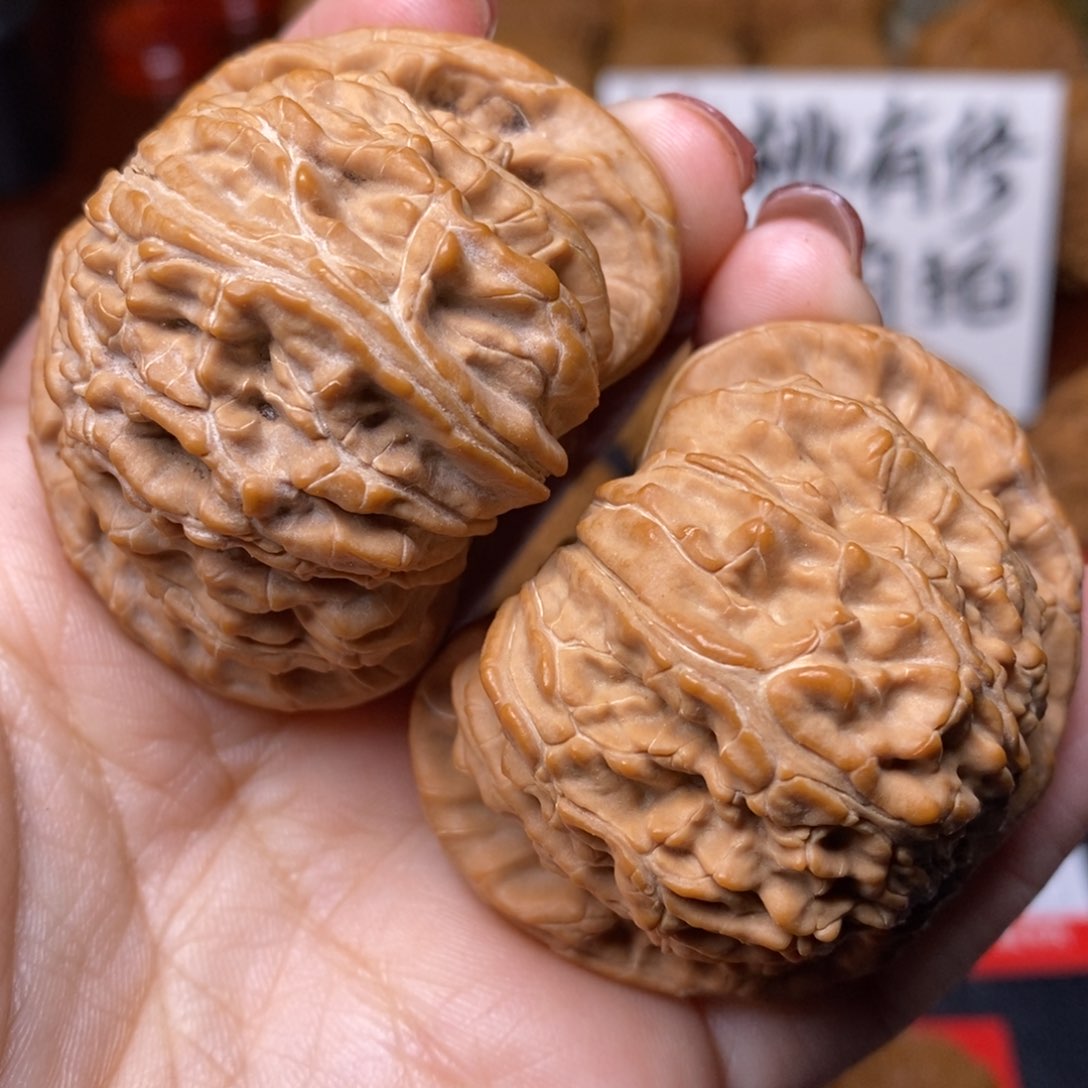 文玩核桃把件白茶全品大闷尖白狮子头5.0尺寸