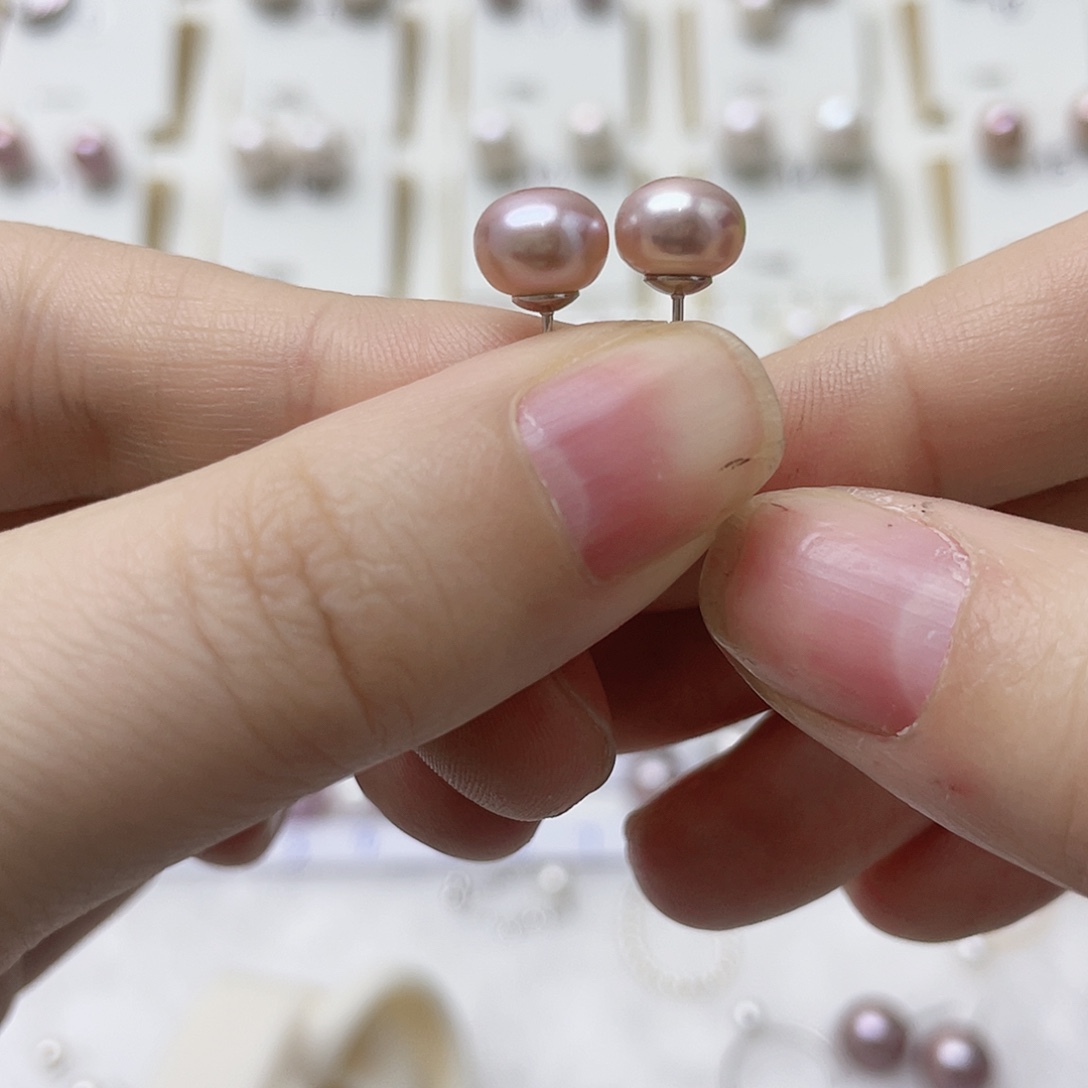 喵***咪银S925镶嵌淡水珍珠耳饰