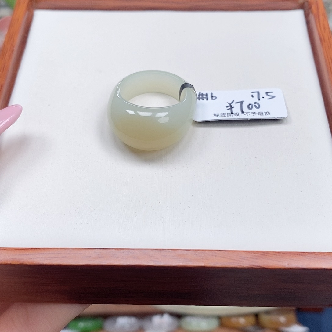 和田玉戒指未镶嵌专拍10-一口黄糖馒头戒17.5内径