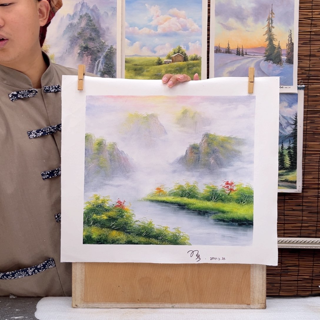 油画行路人小院绘画作品竞拍