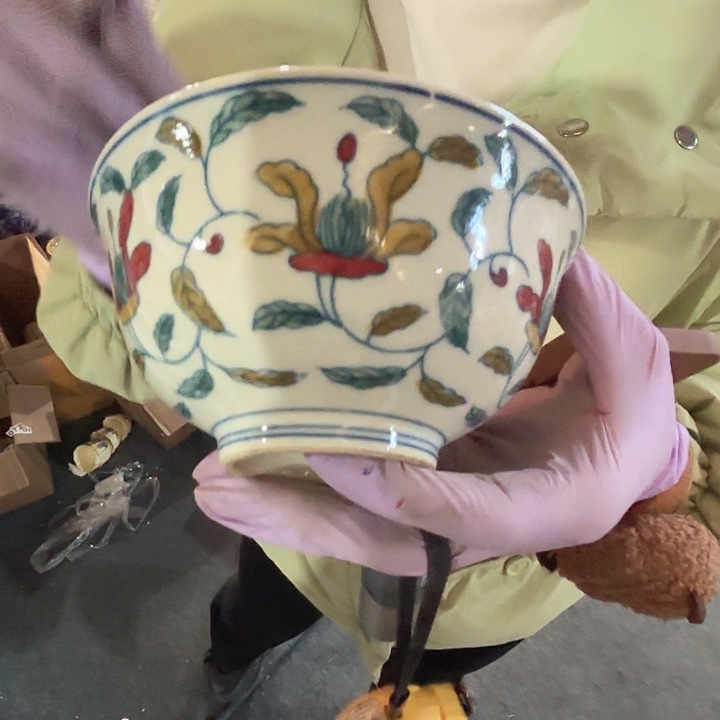 摆件陶景德镇高温黄希希5寸碗