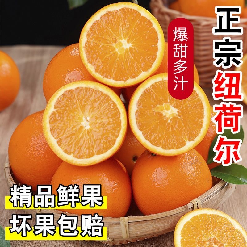 正宗纽荷尔脐橙新鲜现摘水果皮薄多汁带箱子9-10斤