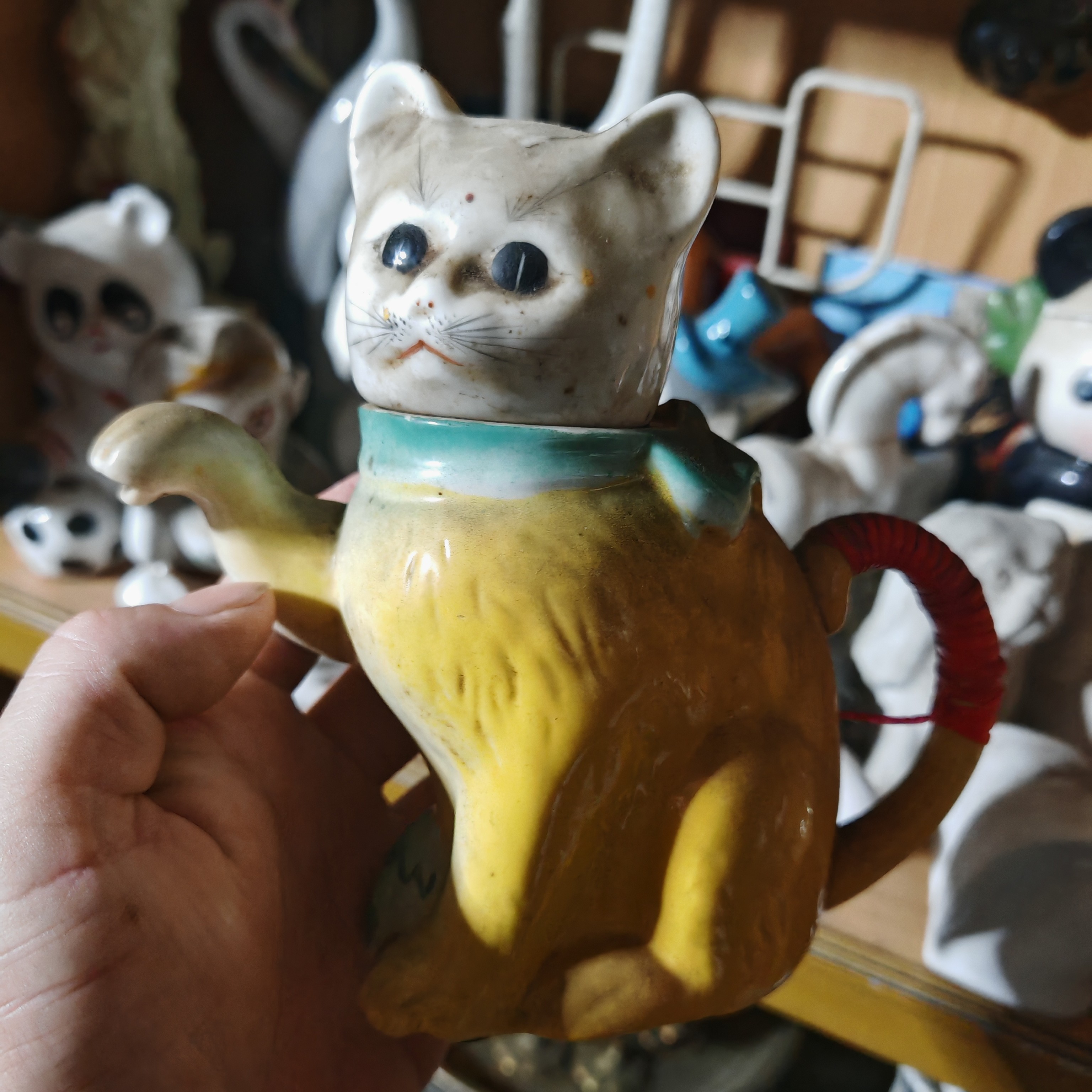 老式陶瓷猫壶经典怀旧复古