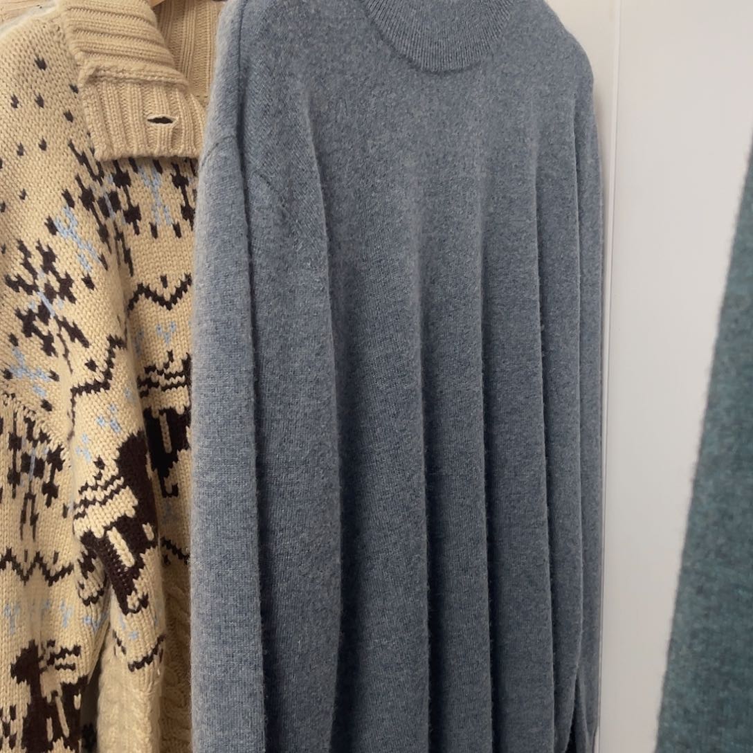 男款 半高领 羊绒衫