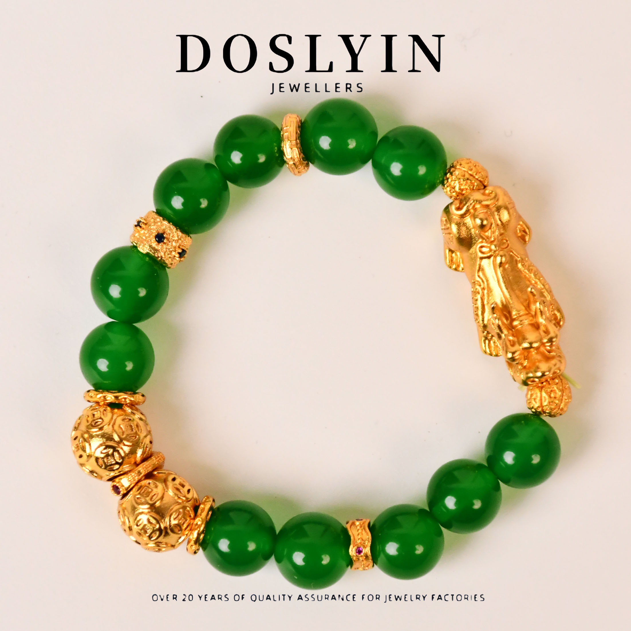 玉髓 【H55貔貅】复古气质绿色玉髓貔貅手串精美大气手串