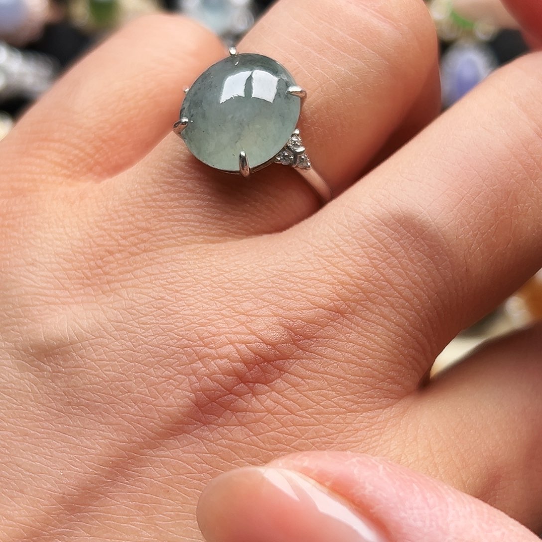 翡翠银S925镶嵌戒圈