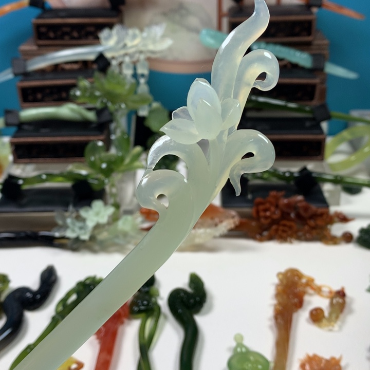 蛇纹石玉未镶嵌发簪