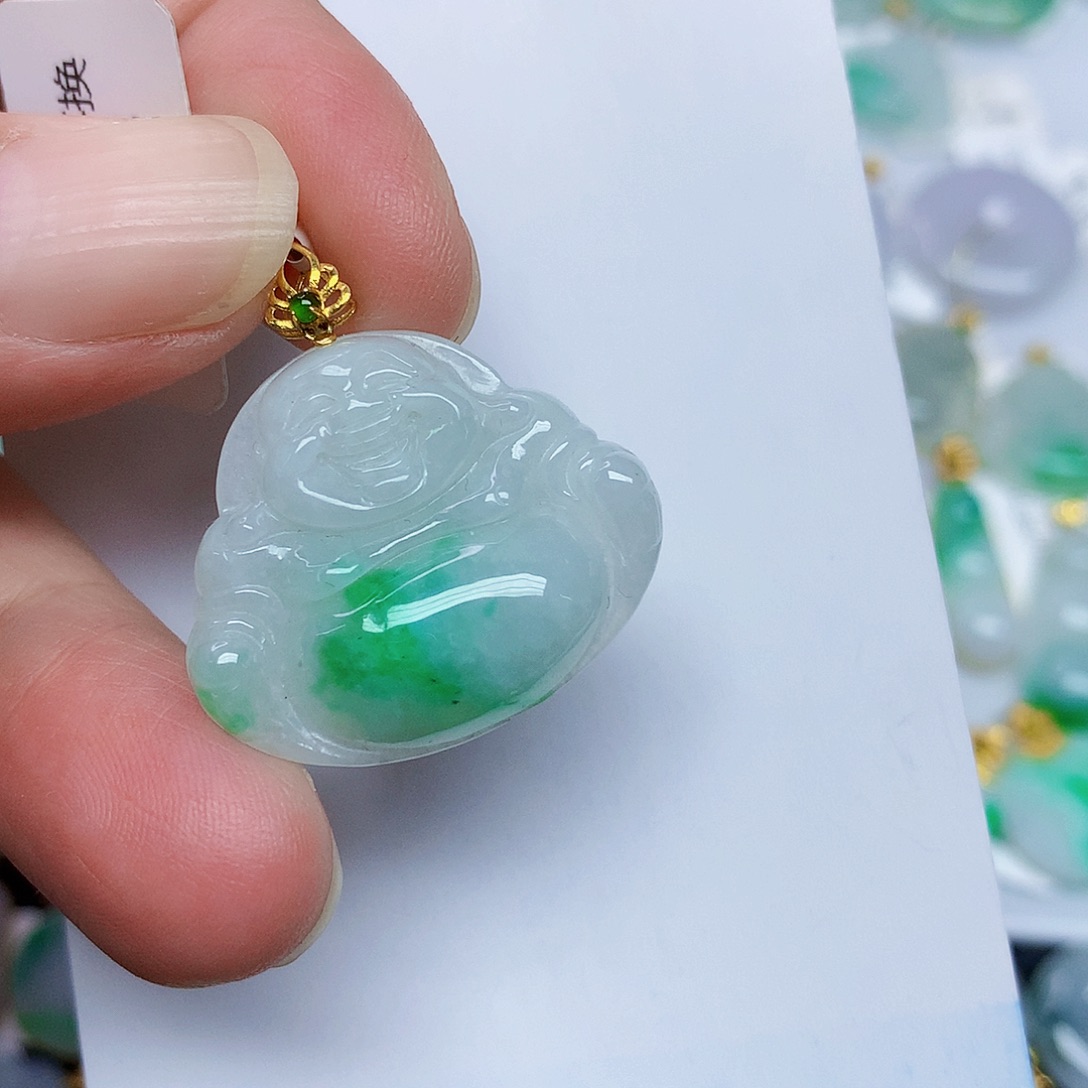 翡翠18K金镶嵌颈饰366788