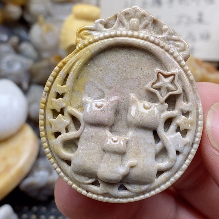 颈饰未镶嵌硅化珊瑚（珊瑚玉）