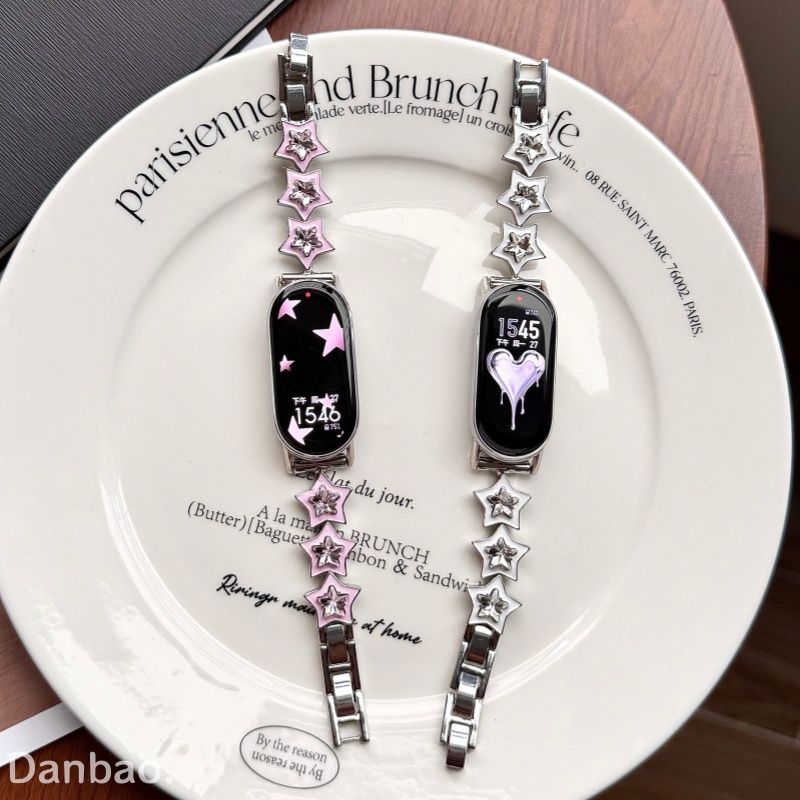 《彩色五角星》适用于小米手环10新款镶钻表带9pro高级感链式9创意8