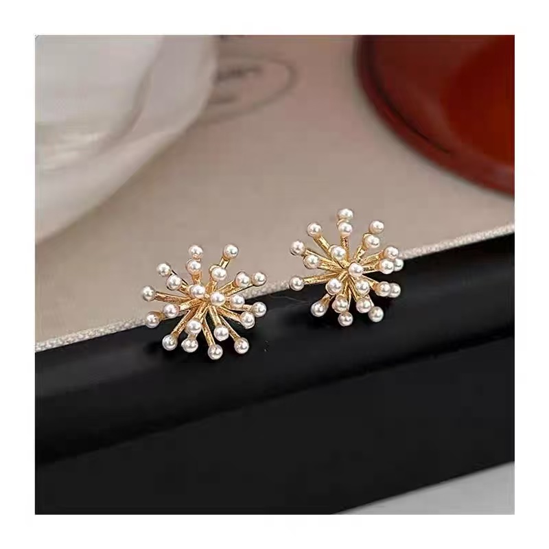 非金属仿珍珠耳饰 设计感烟花珠珠耳钉 小众气质时尚法式