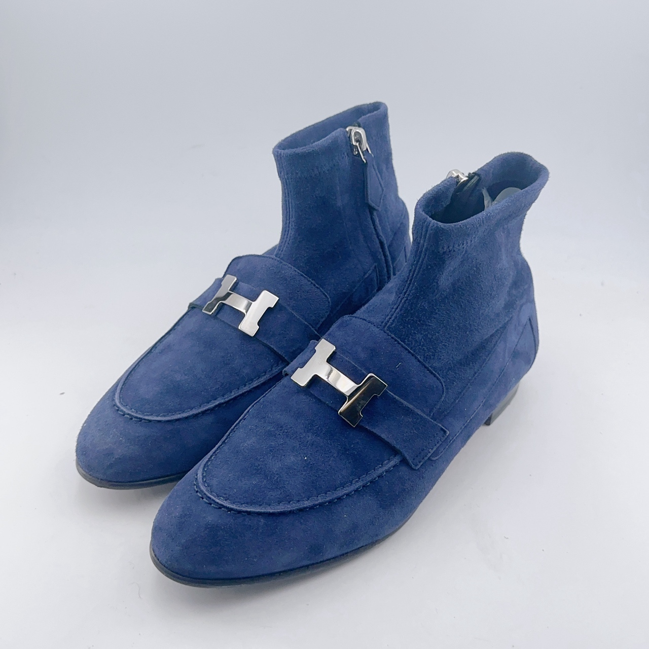 95新 Hermes/爱马仕 35.5码/98新/爱马仕/Hermes/麂皮蓝色银扣靴