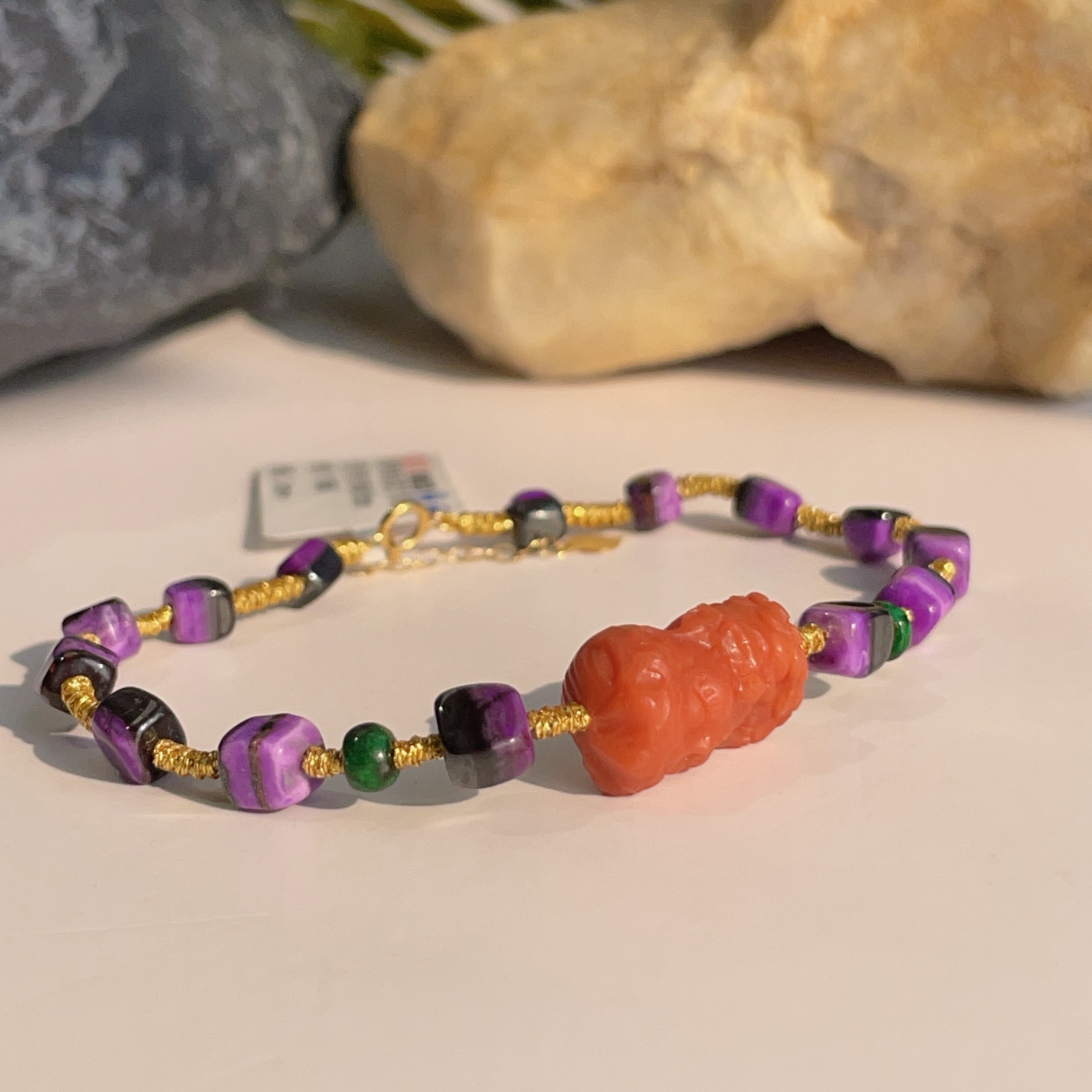 舒俱来皇家紫方珠南红度母手链18k/16cm/AZB3689