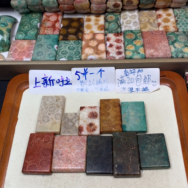 G***萱硅化玉合金颈饰珊瑚玉无事牌吊坠：273