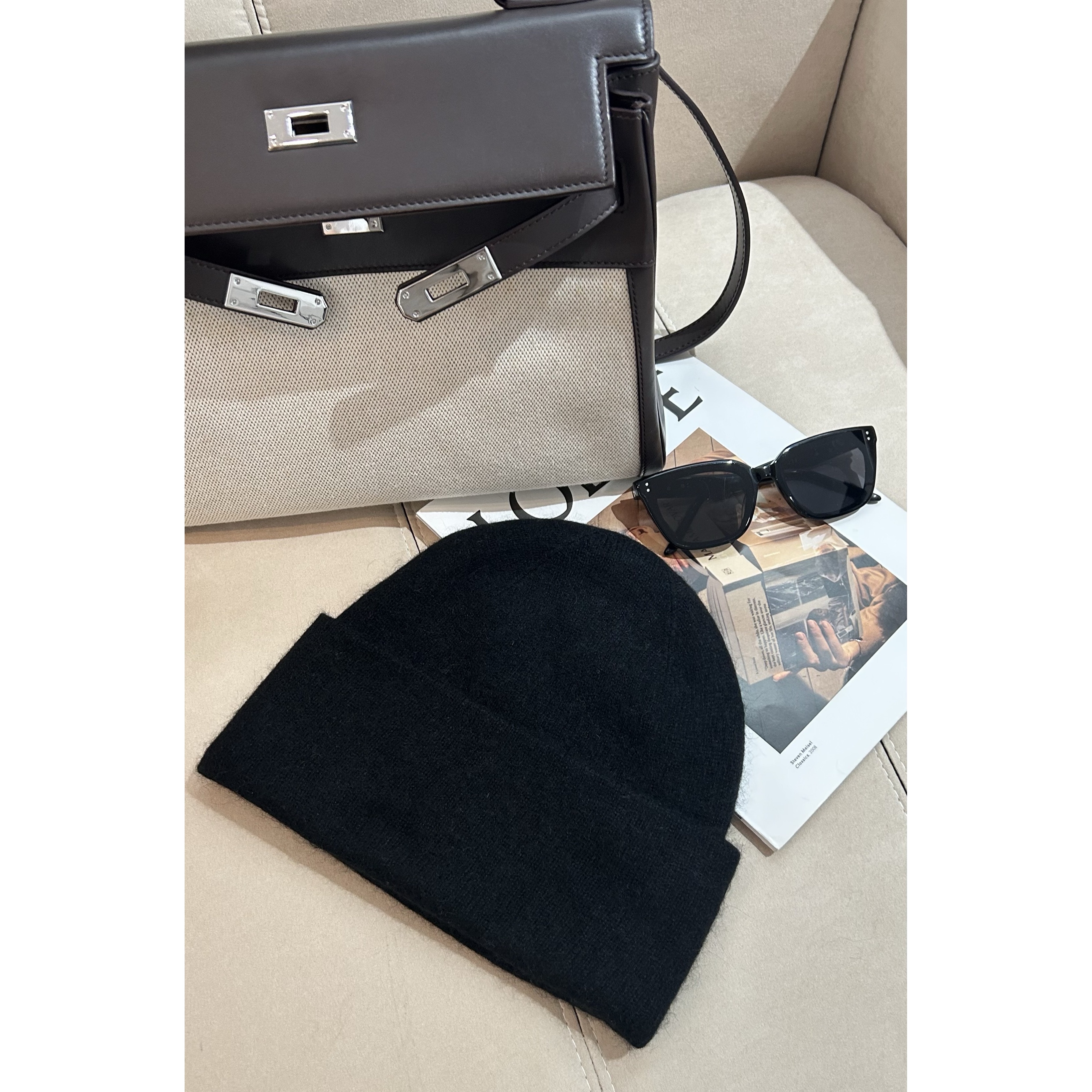 【MEEUMI】冬季女款羊毛毛线针织帽黑杏灰咖AE2527MZ