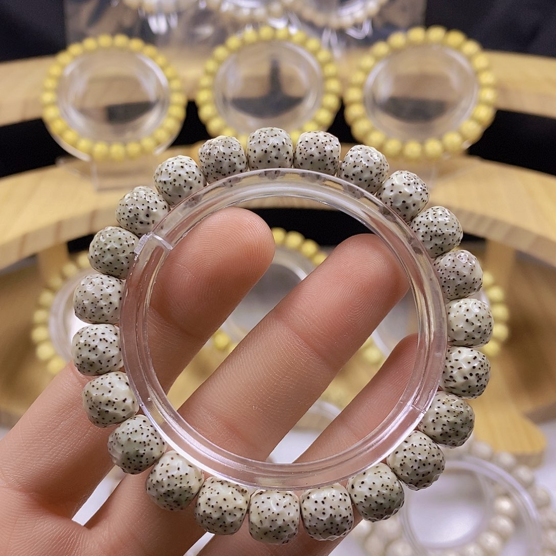 手串星月菩提骨瓷白锤纹无相手工10×9