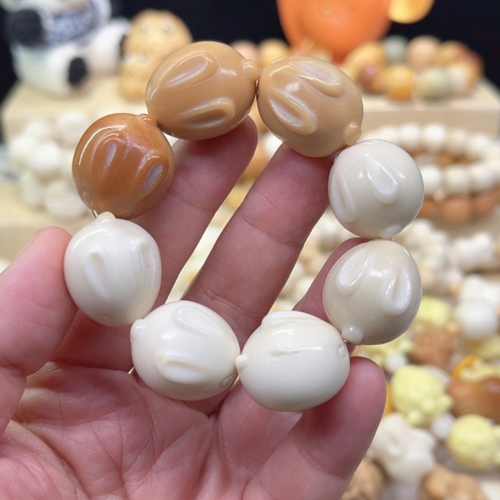菩提根/象牙果吊坠福*子兔子手捻瑕1-25-179