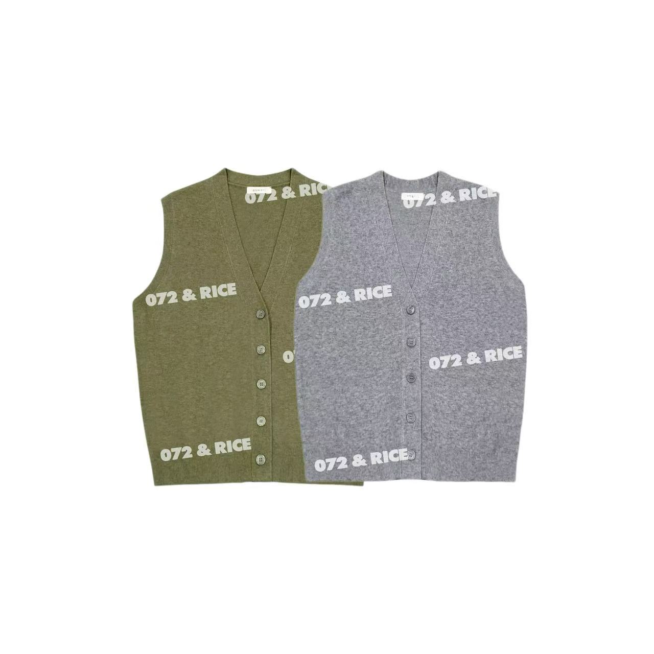 072 & RICE【小禾马甲】绵羊毛 秋冬休闲V领针织衫马甲 32LE075