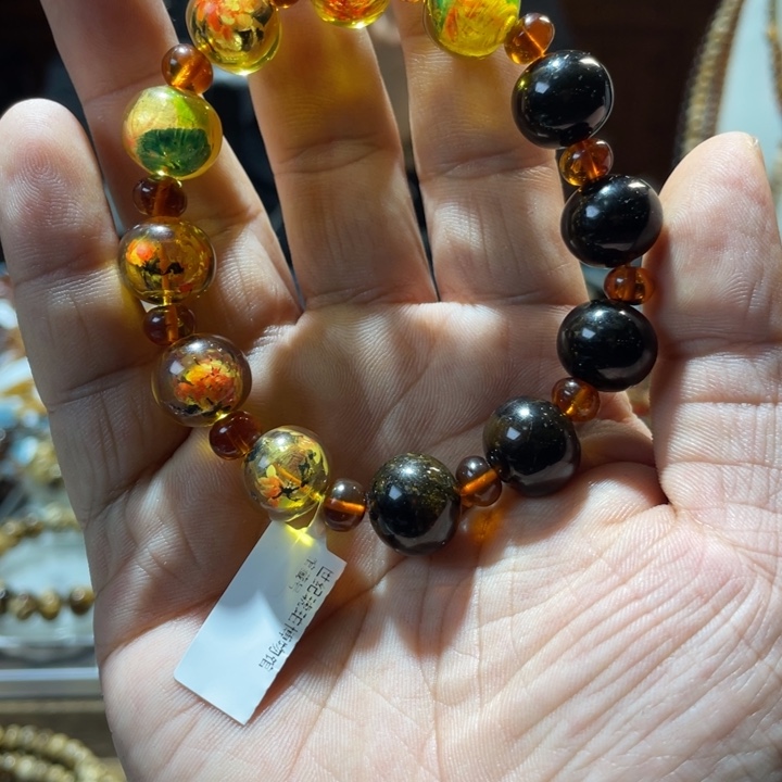 *****琥珀未镶嵌手链抚顺琥珀内画混翳珀