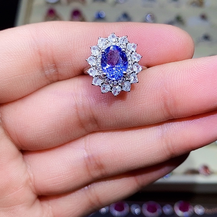 坦桑石戒指银S925镶嵌悠**闲1111