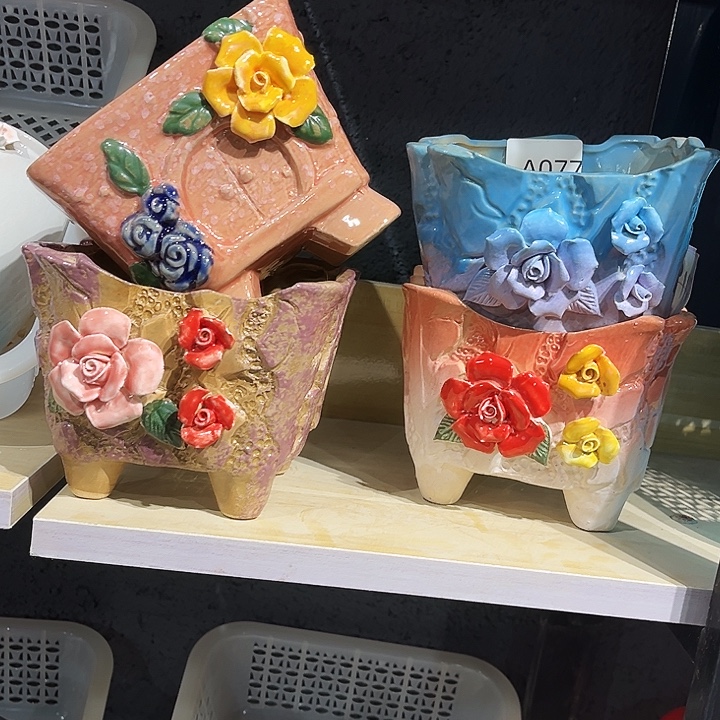 瓷片花盆多肉植物艺术品