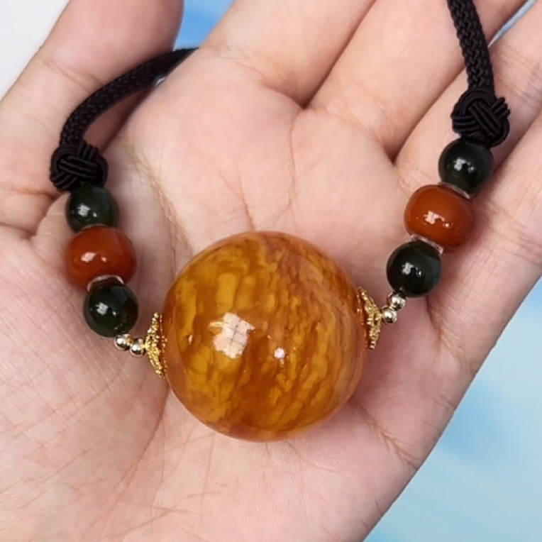 【齐福珠宝】天然原矿蜜蜡圆珠锁骨（多样性发其一）