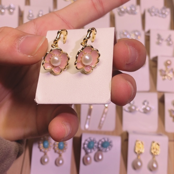 淡水珍珠耳饰银S925镶嵌