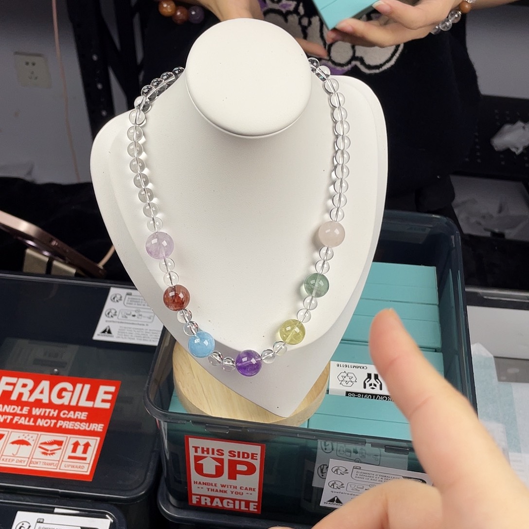 水晶银S925镀金镶嵌手串