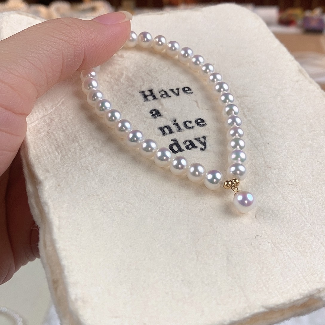 18K金镶嵌淡水珍珠手绳