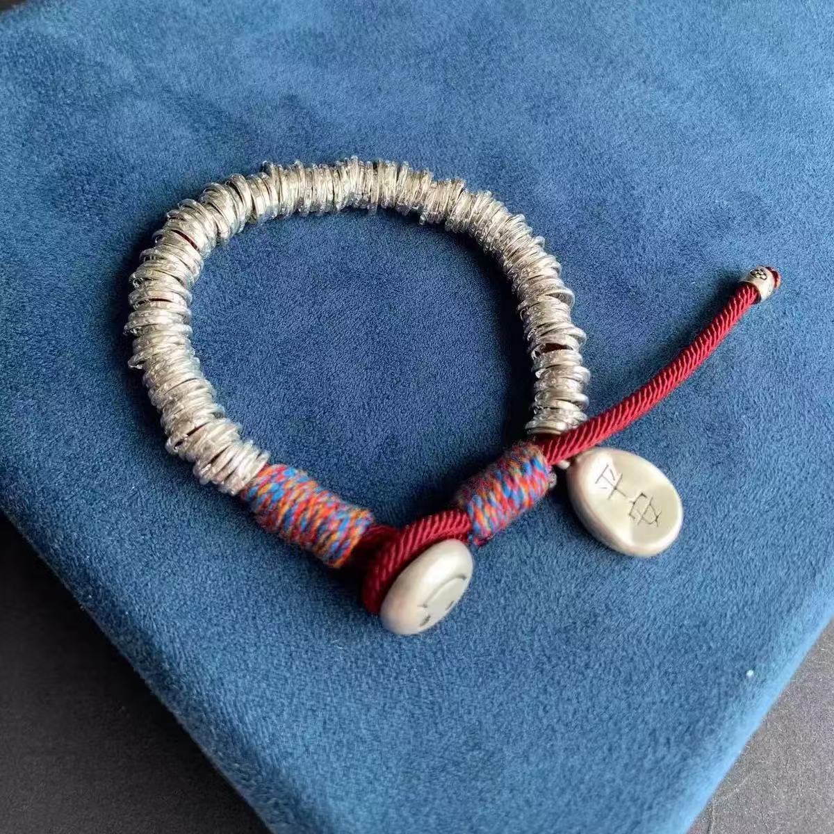 足银纯银999 平安喜乐盘缠手链  时尚高级送妈妈送闺蜜