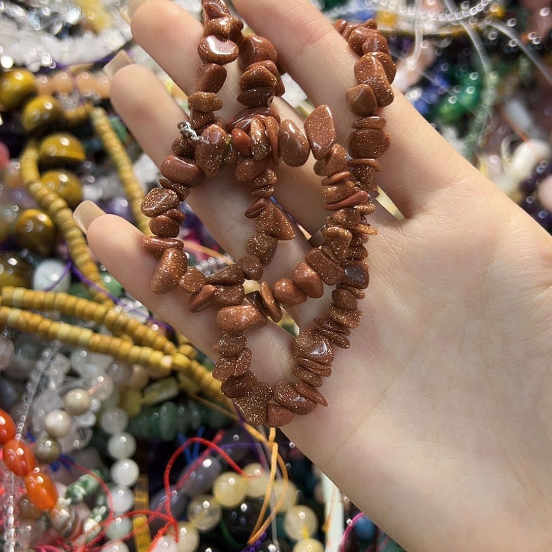 玛瑙/玉髓未镶嵌珠宝半成品金沙碎石成品一条