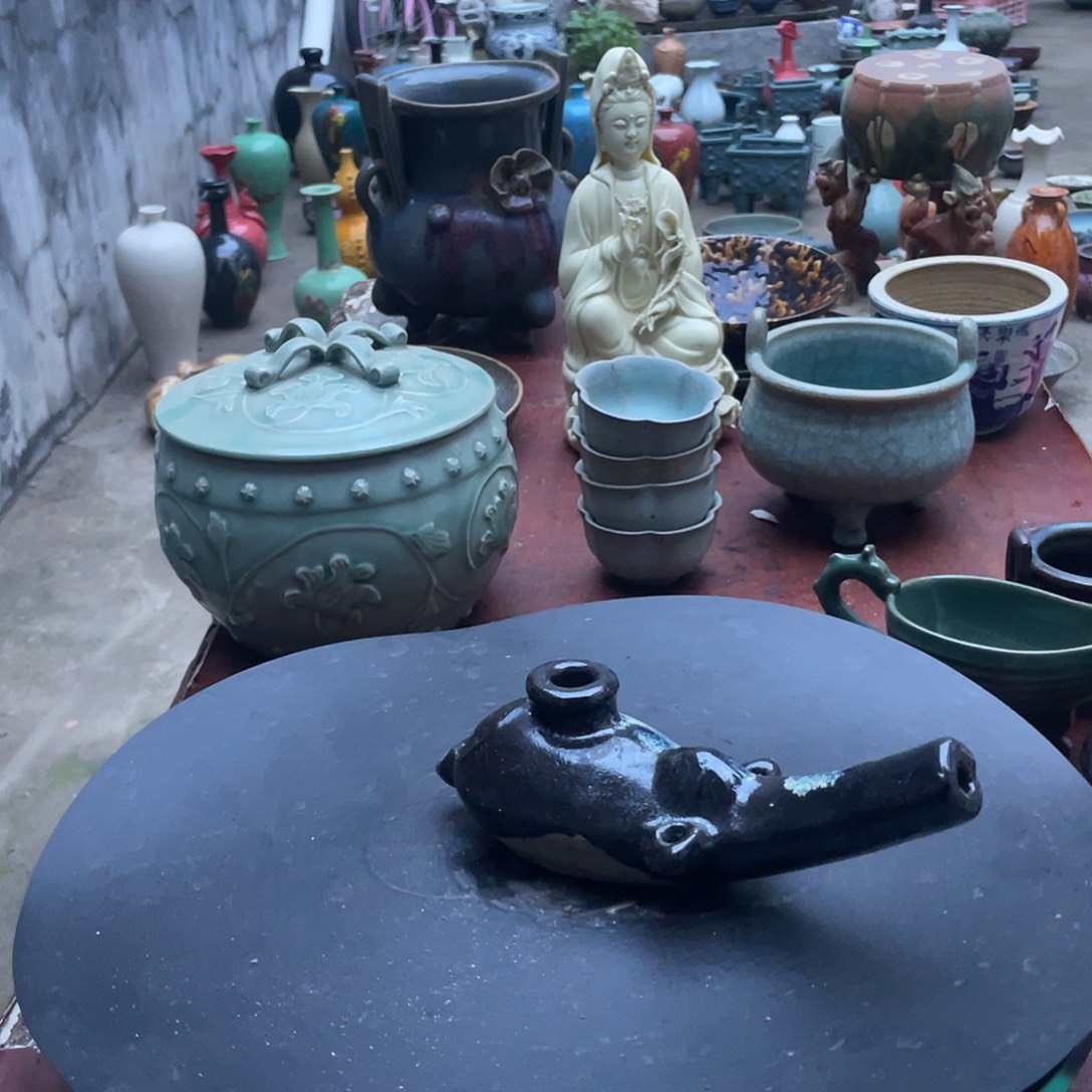 摆件老蜜瓷油灯摆件件件