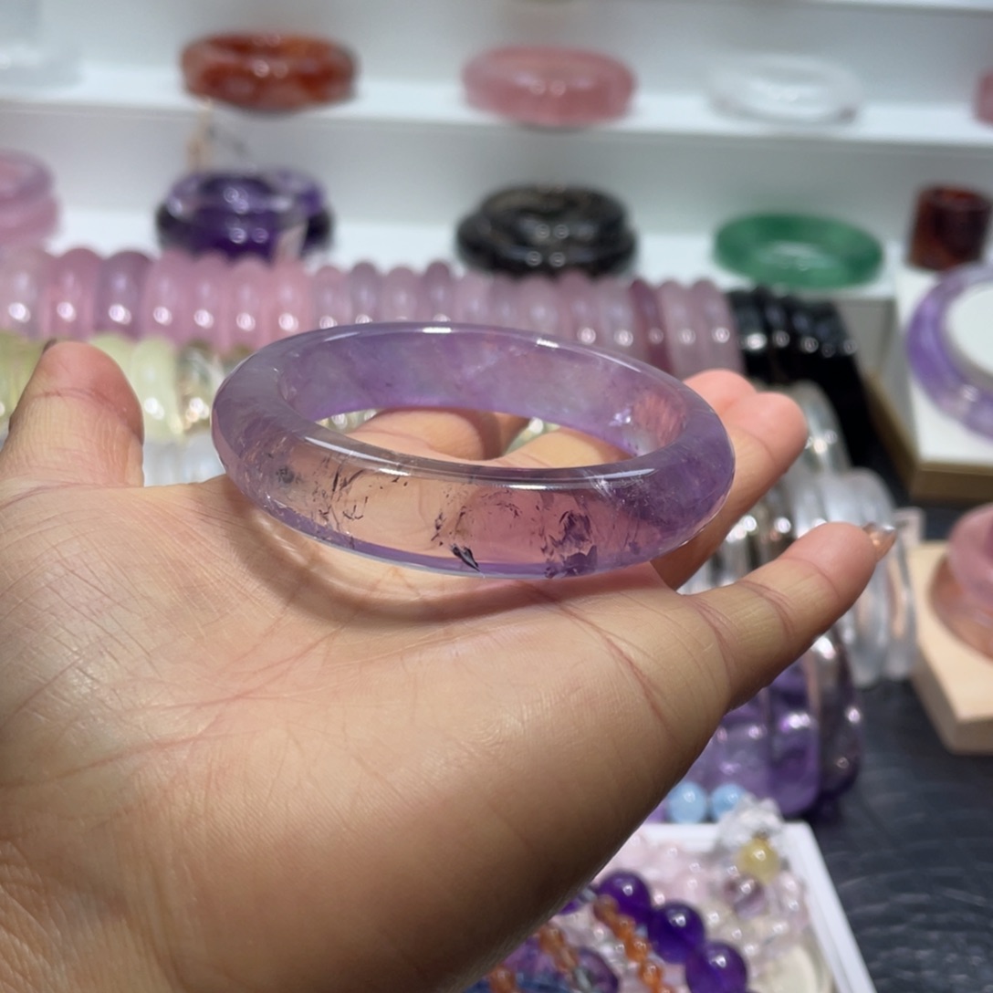 水晶手镯51圈口14号未镶嵌