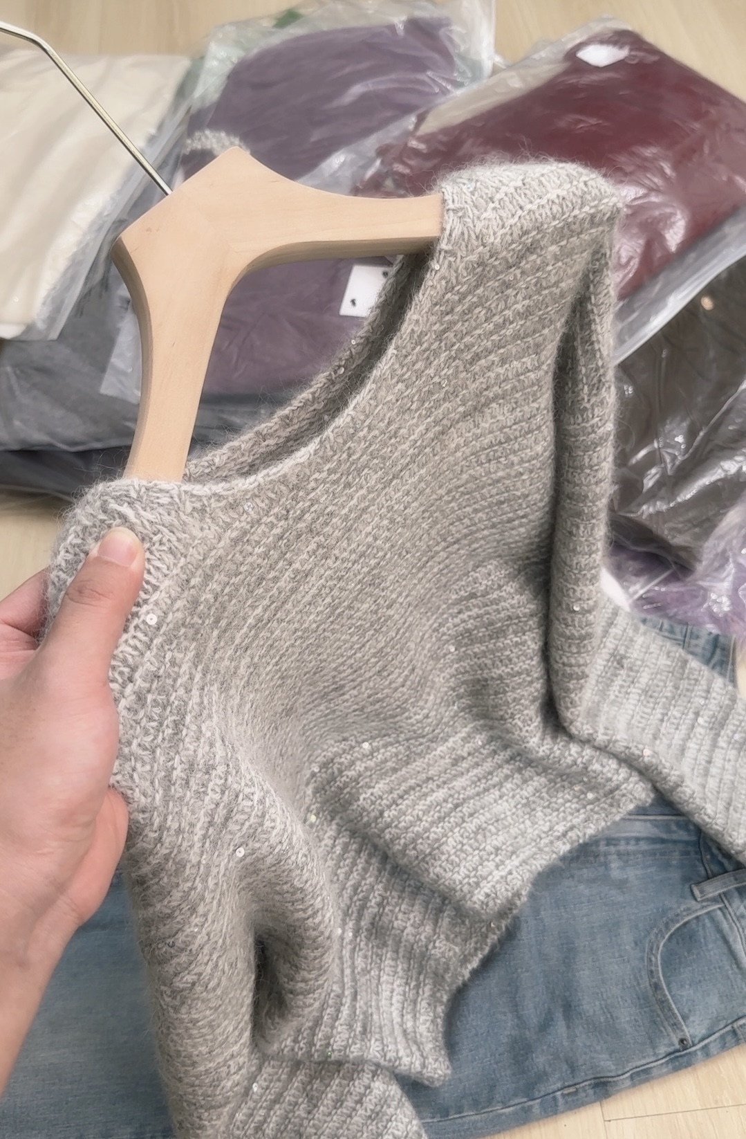 /肌理感慵懒套头/春季针织衫百搭宽松亮丝韩版网红