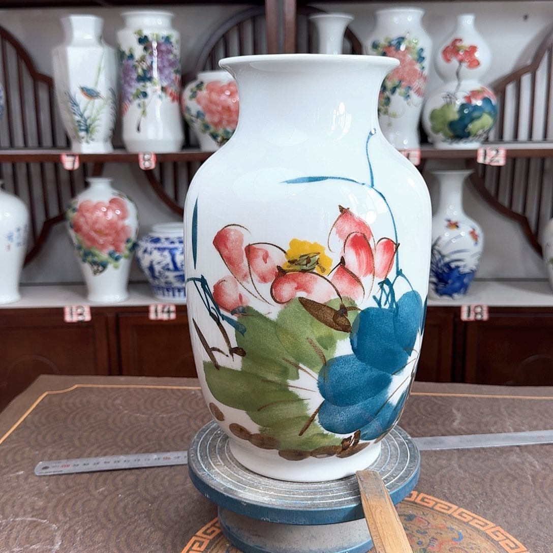 摆件景德镇陶瓷大冬荷花花