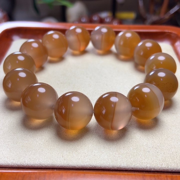 玛瑙/玉髓手串未镶嵌香槟冻肉天地珠