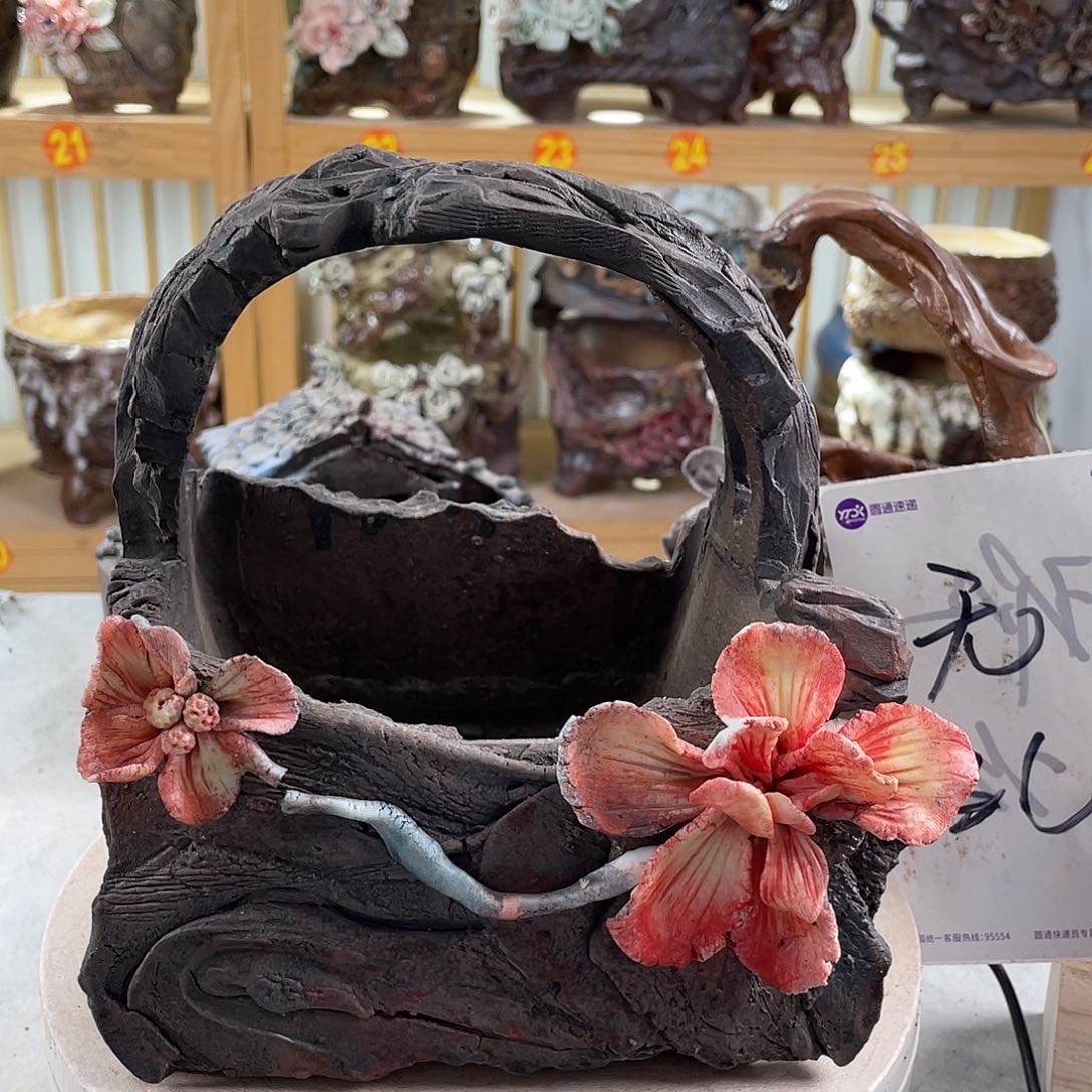 紫砂花盆景德镇陶瓷花盆003