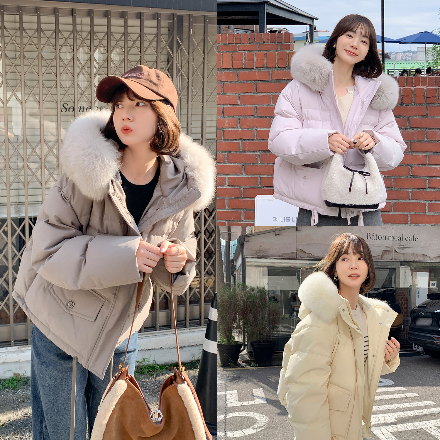 新品现货-【云朵雪狐】FS511W033甜美毛领连帽羽绒服-zy